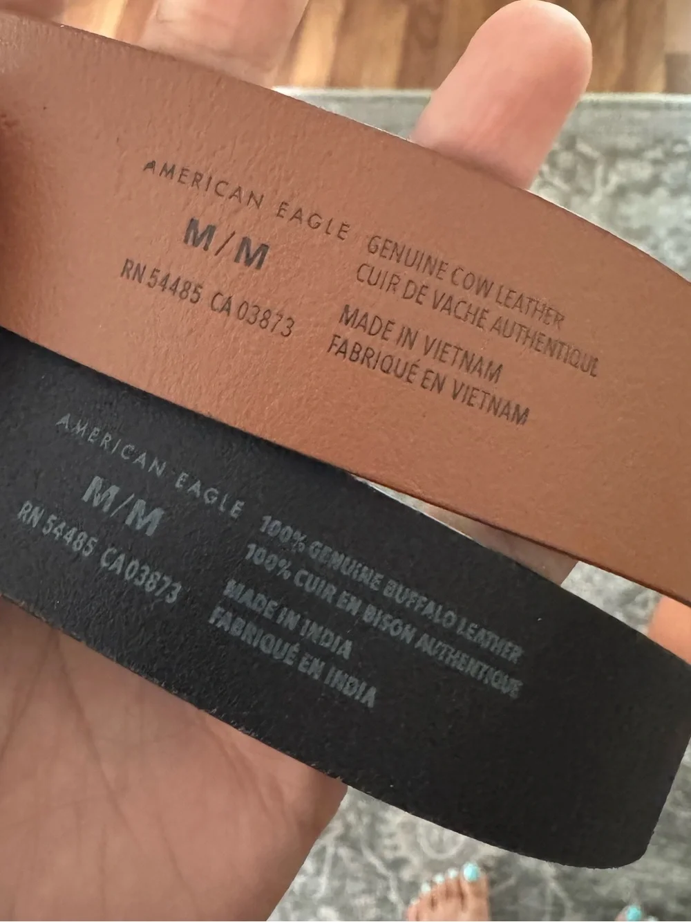 Set of 2 American Eagle Leather Belts | Medium | Black & Brown